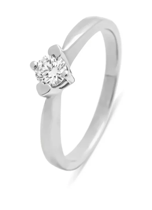 Witgouden ring, 0.23 ct diamant, Hearts & Arrows
