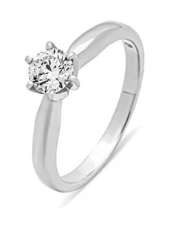 Witgouden ring, 0.50 ct diamant, Hearts & Arrows