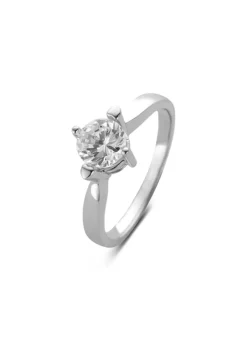 Witgouden ring, 0.70 ct diamant, Hearts & Arrows