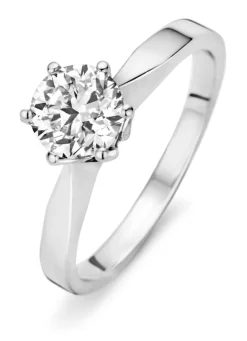 Witgouden ring, 1.01 ct diamant, Solitair