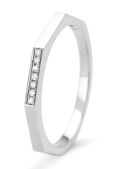 Witgouden ring, 0.03 ct diamant, Ensemble