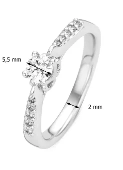 Witgouden ring, 0.73 ct diamant, Hearts & Arrows