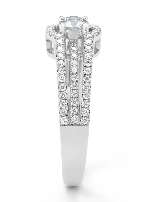 Witgouden ring, 0.61 ct diamant, Hearts & Arrows
