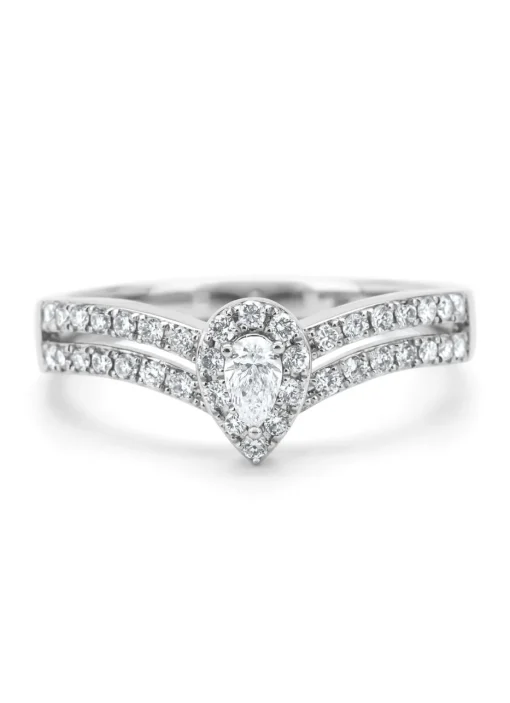 Witgouden ring, 0.38 ct diamant, Petite Romance