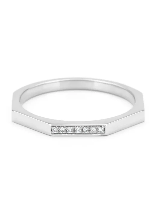 Witgouden ring, 0.03 ct diamant, Ensemble
