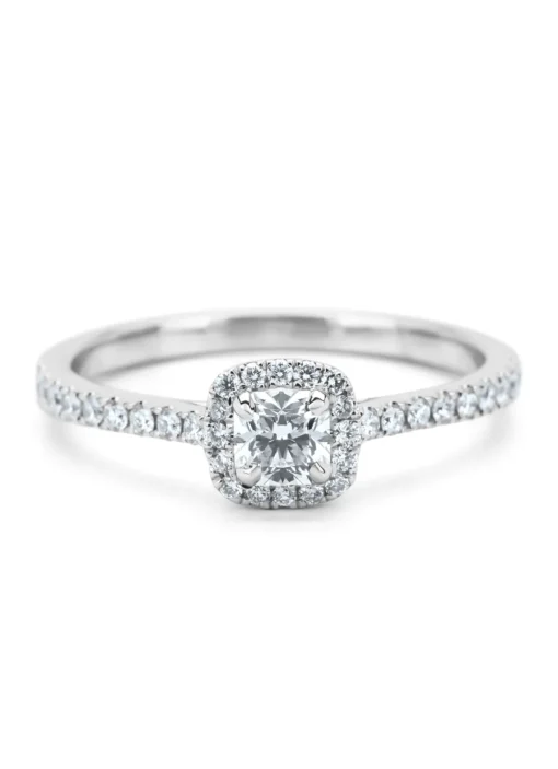 Witgouden ring, 0.52 ct diamant, Hearts & Arrows