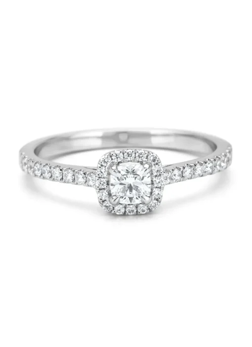 Witgouden ring, 0.55 ct diamant, Hearts & Arrows