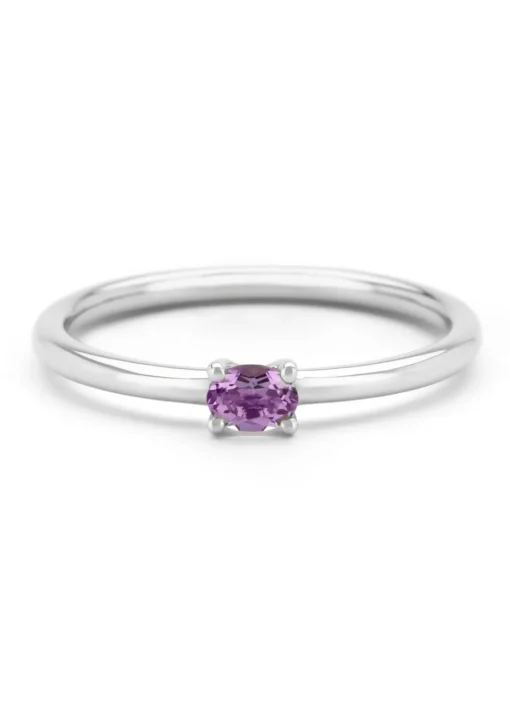 Witgouden ring, 0.14 ct paarse amethist, Joy