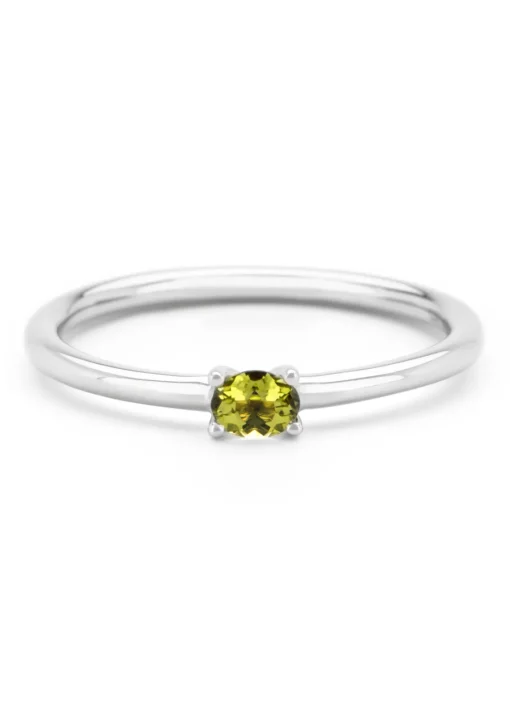 Witgouden ring, 0.19 ct peridoot, Joy