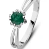 Witgouden ring, 0.38 ct smaragd, Empress
