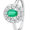 Witgouden ring, 0.48 ct smaragd, Majestic