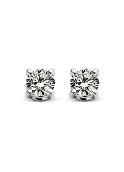 Witgouden solitair oorstekers, 0.14 ct diamant, Groeibriljant