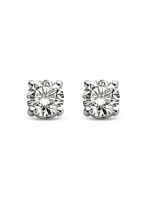 Witgouden solitair oorstekers, 0.34 ct diamant, Groeibriljant