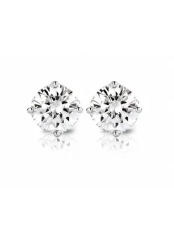 Witgouden solitair oorstekers, 0.40 ct diamant, Groeibriljant