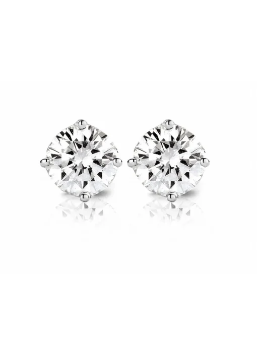 Witgouden solitair oorstekers, 0.40 ct diamant, Groeibriljant