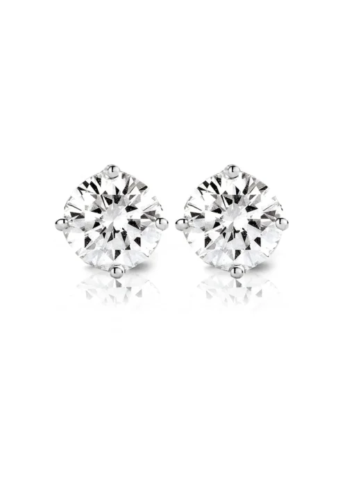 Witgouden solitair oorstekers, 0.68 ct diamant, Groeibriljant
