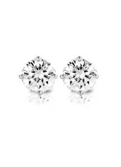 Witgouden solitair oorstekers, 0.92 ct diamant, Groeibriljant