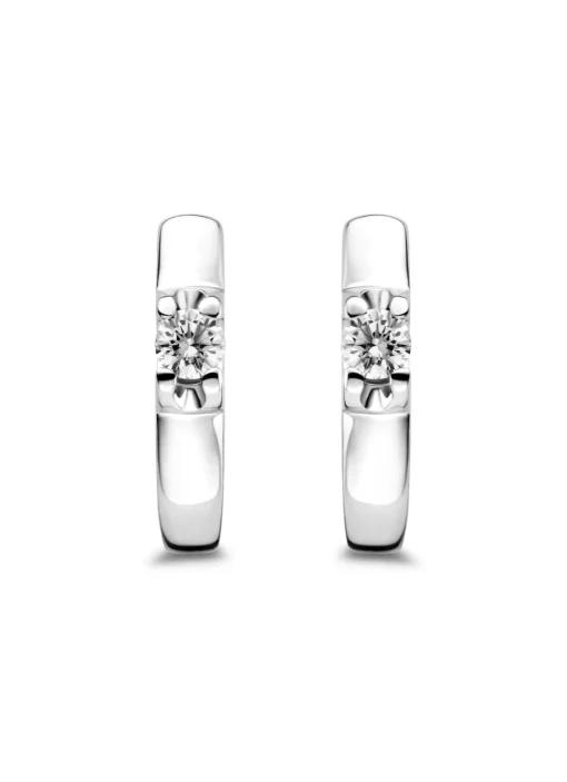 Witgouden solitair oorstekers, 0.36 ct diamant, Groeibriljant
