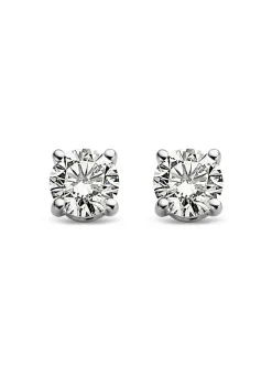 Witgouden solitair oorstekers, 0.22 ct diamant, Groeibriljant