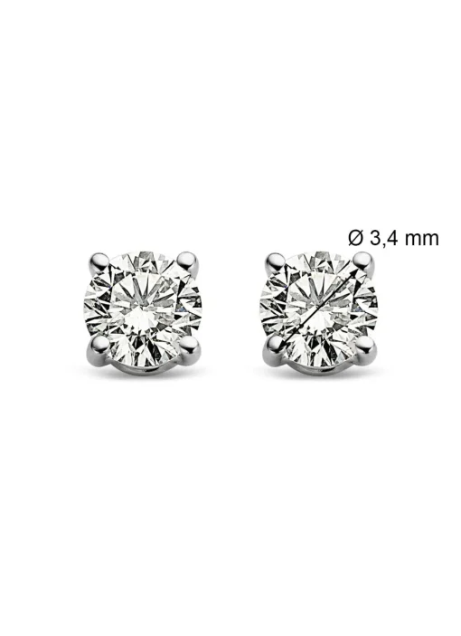 Witgouden solitair oorstekers, 0.30 ct diamant, Groeibriljant