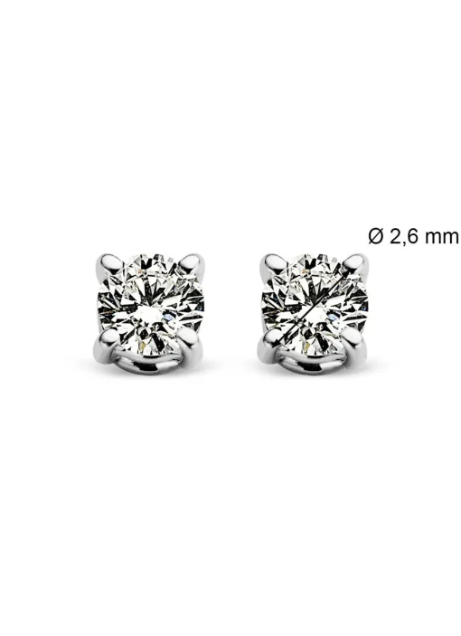 Witgouden solitair oorstekers, 0.14 ct diamant, Groeibriljant