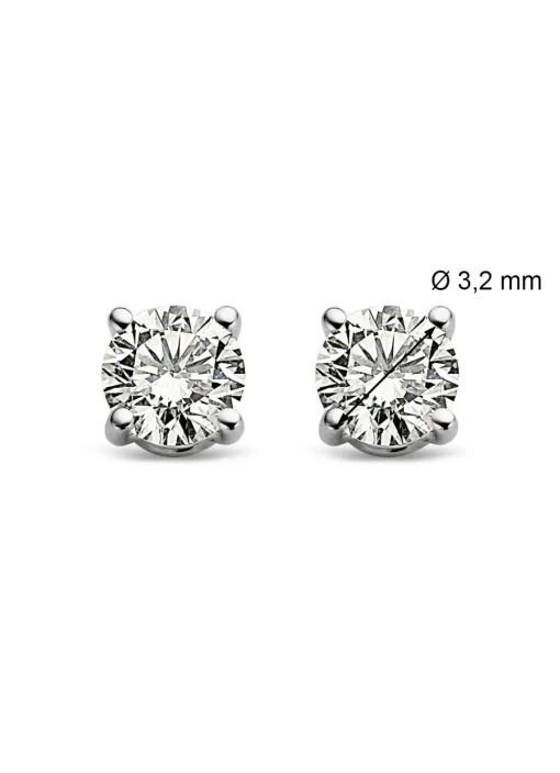Witgouden solitair oorstekers, 0.26 ct diamant, Groeibriljant
