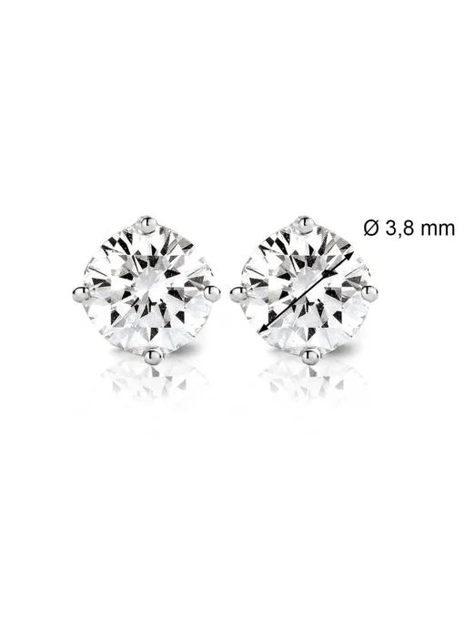 Witgouden solitair oorstekers, 0.40 ct diamant, Groeibriljant