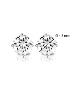 Witgouden solitair oorstekers, 0.86 ct diamant, Groeibriljant