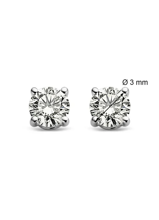 Witgouden solitair oorstekers, 0.22 ct diamant, Groeibriljant