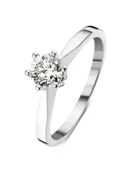 Witgouden solitair ring, half caraat
