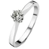 Witgouden solitairring, 0.15 ct diamant, Groeibriljant