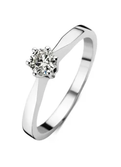 Witgouden solitairring, 0.23 ct diamant, Groeibriljant