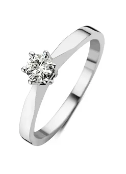 Witgouden solitairring, 0.26 ct diamant, Groeibriljant