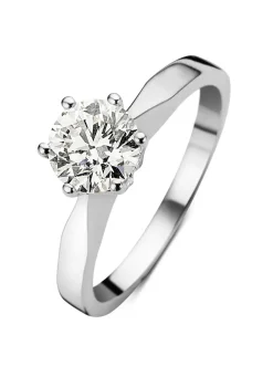 Witgouden solitairring, 0.79 ct diamant, Groeibriljant