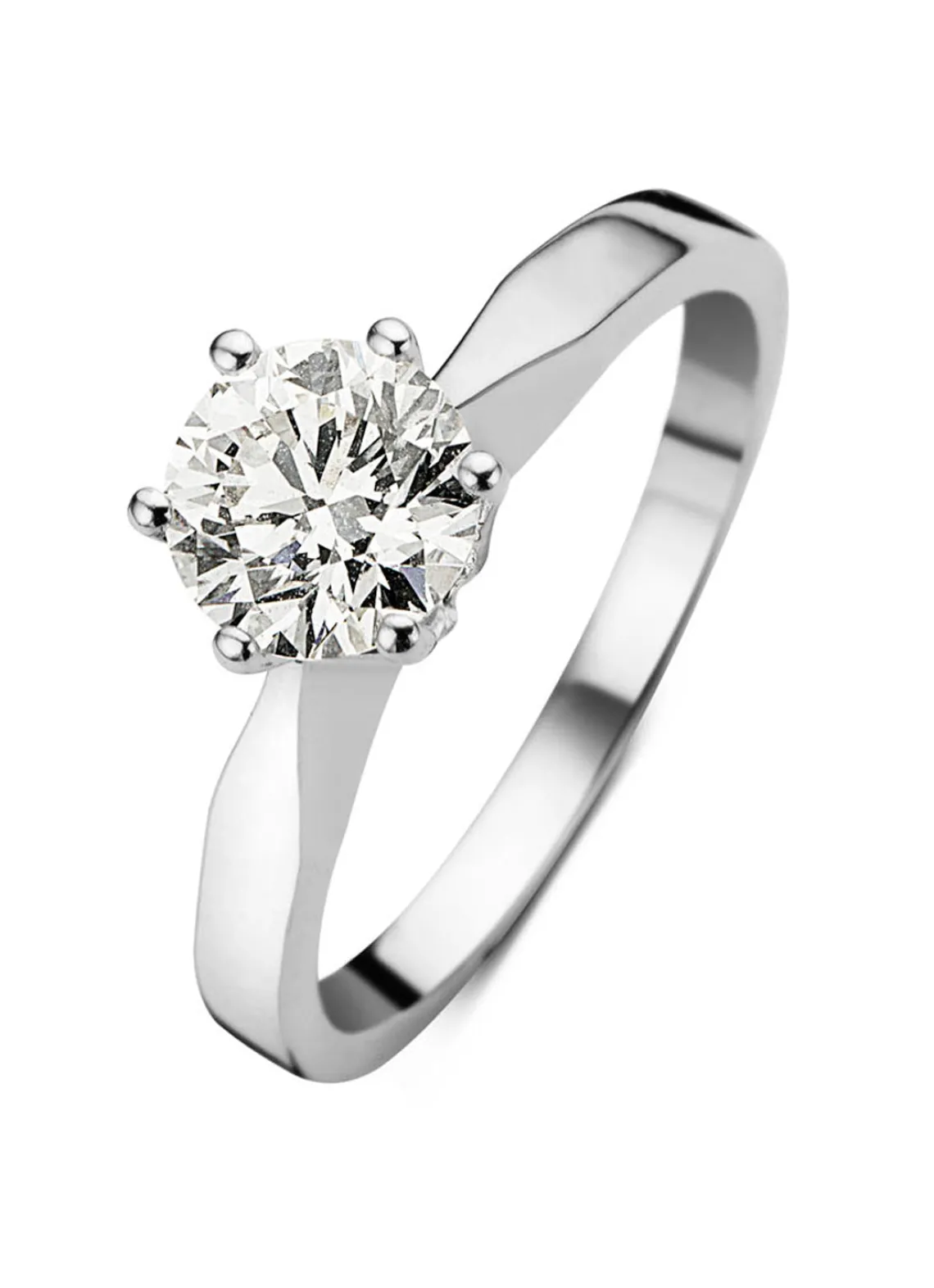 Witgouden solitairring, 0.81 ct diamant, Groeibriljant