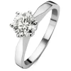Witgouden solitairring, 0.93 ct diamant, Groeibriljant