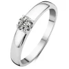 Witgouden solitairring, 0.23 ct diamant, Groeibriljant