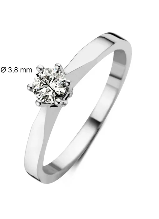 Witgouden solitairring, 0.24 ct diamant, Groeibriljant