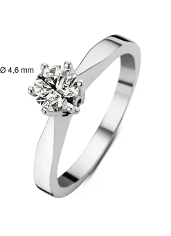 Witgouden solitairring, 0.36 ct diamant, Groeibriljant