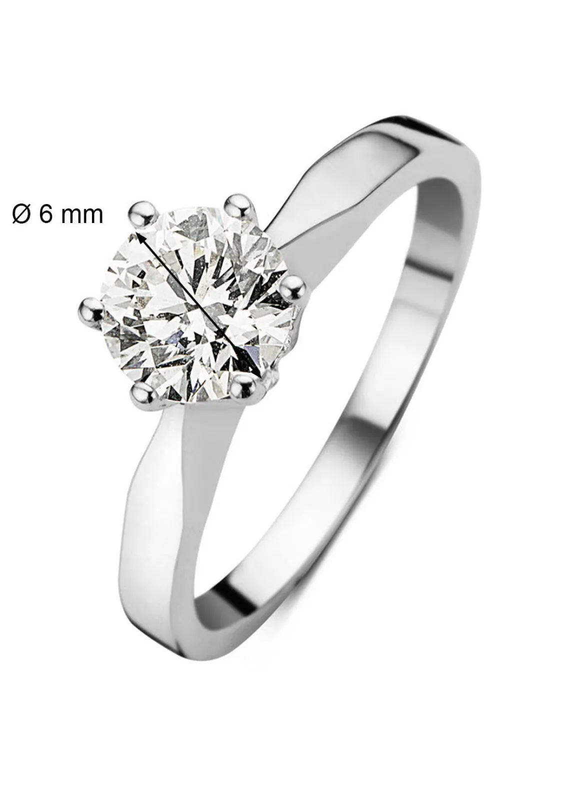 Witgouden solitairring, 0.81 ct diamant, Groeibriljant