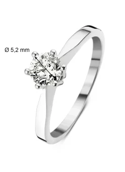 Witgouden solitairring, 0.54 ct diamant, Groeibriljant