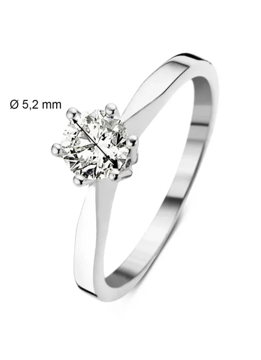 Witgouden solitairring, 0.54 ct diamant, Groeibriljant