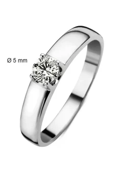 Witgouden solitairring, 0.45 ct diamant, Groeibriljant