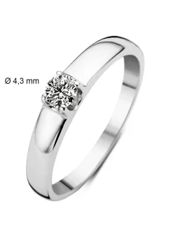 Witgouden solitairring, 0.30 ct diamant, Groeibriljant